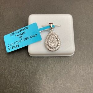Moissanite Teardrop Pendant in 925 Sterling Silver
